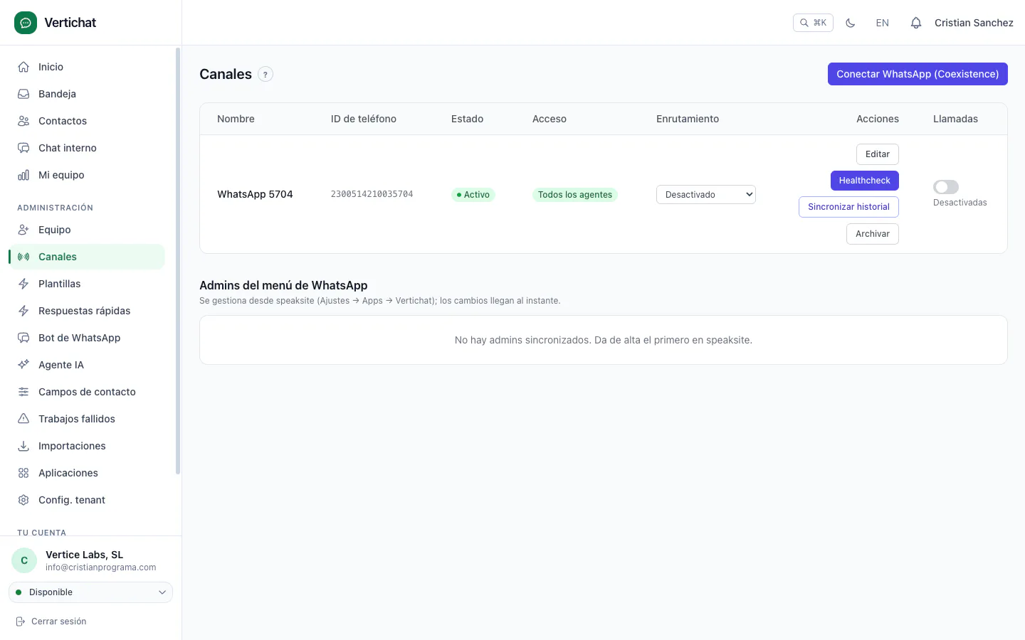 Lista de canales