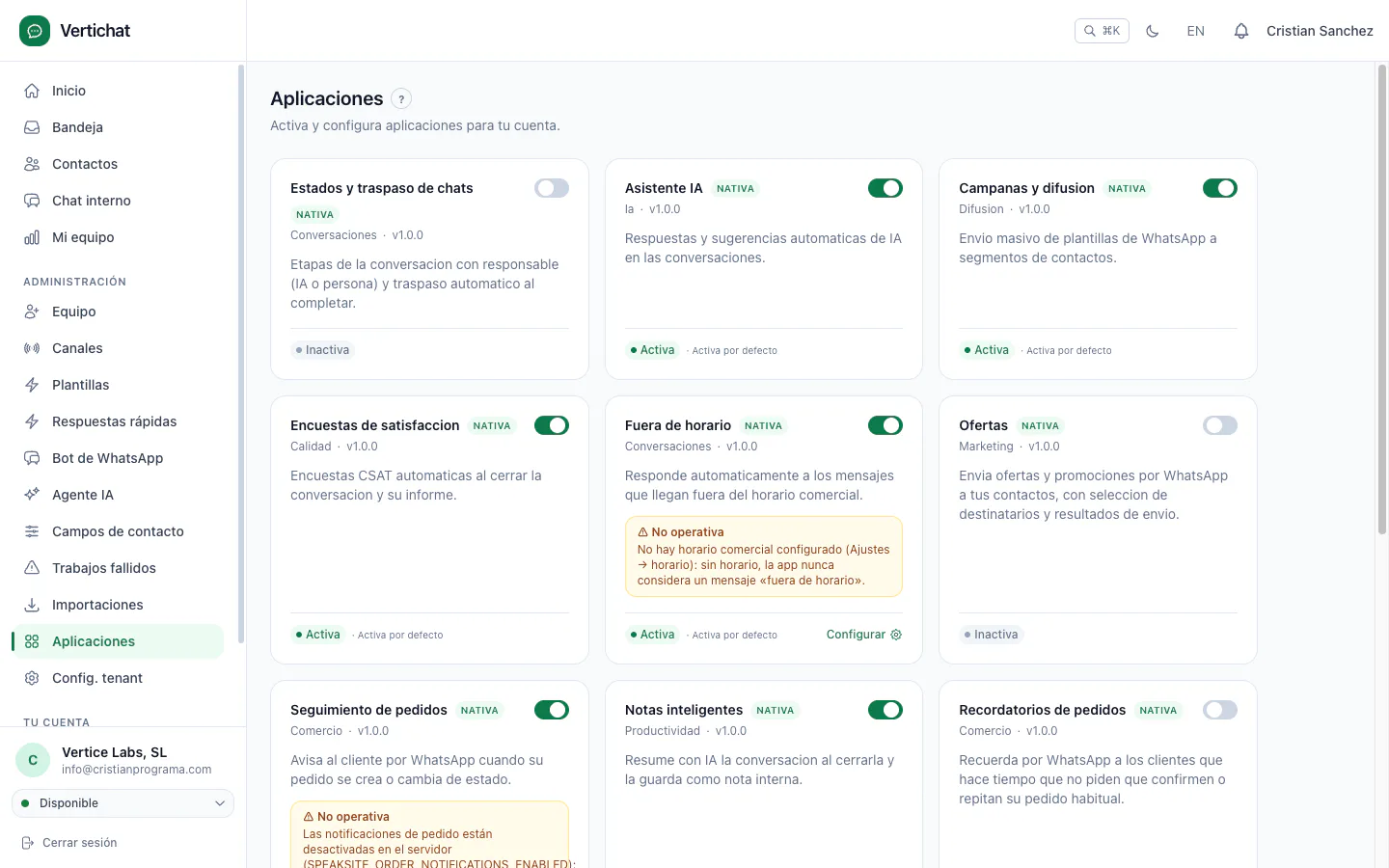 Catálogo de aplicaciones