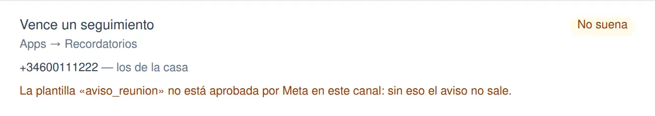 Un aviso que no suena y su motivo